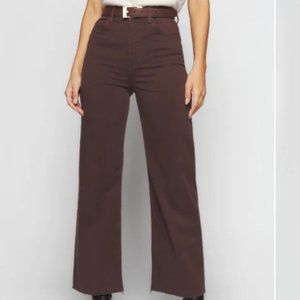 Reformation Emma High Rise Wide Leg Jean, Size 25, in Cafe